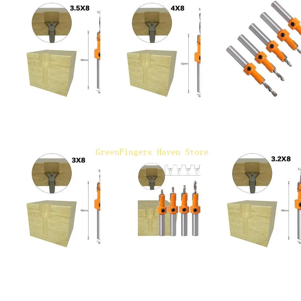 

F68D 8mm/10mm HSS Countersink Drill Bit Set Reamer Woodworking Chamfer Drill Cutter