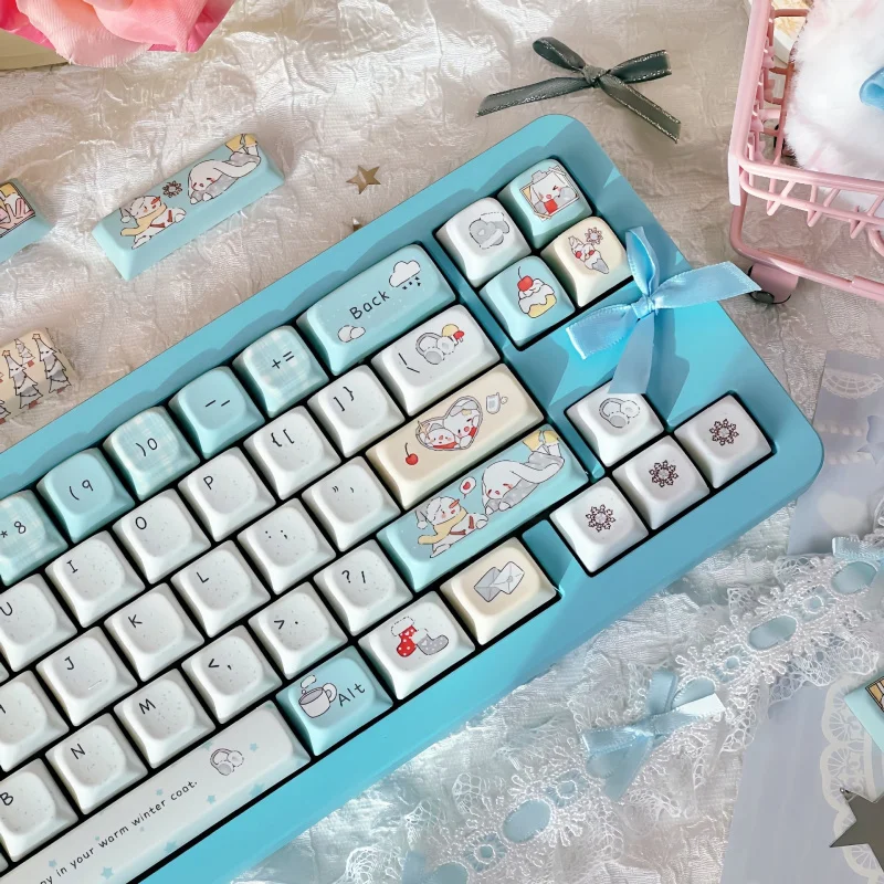 

Snow Rabbit Winter Keycaps In Stock Mechanical Keyboard Original Factory Height Sublimation PrintingPBTkeycap