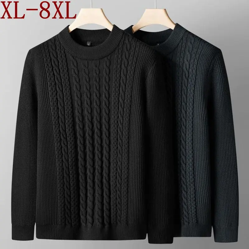 8XL 7XL 6XL 2023 New Deep Winter Top Quality Thick Warm Sweater Men Vintage Twist Mens Sweaters Half Turtleneck Knitted Pullover