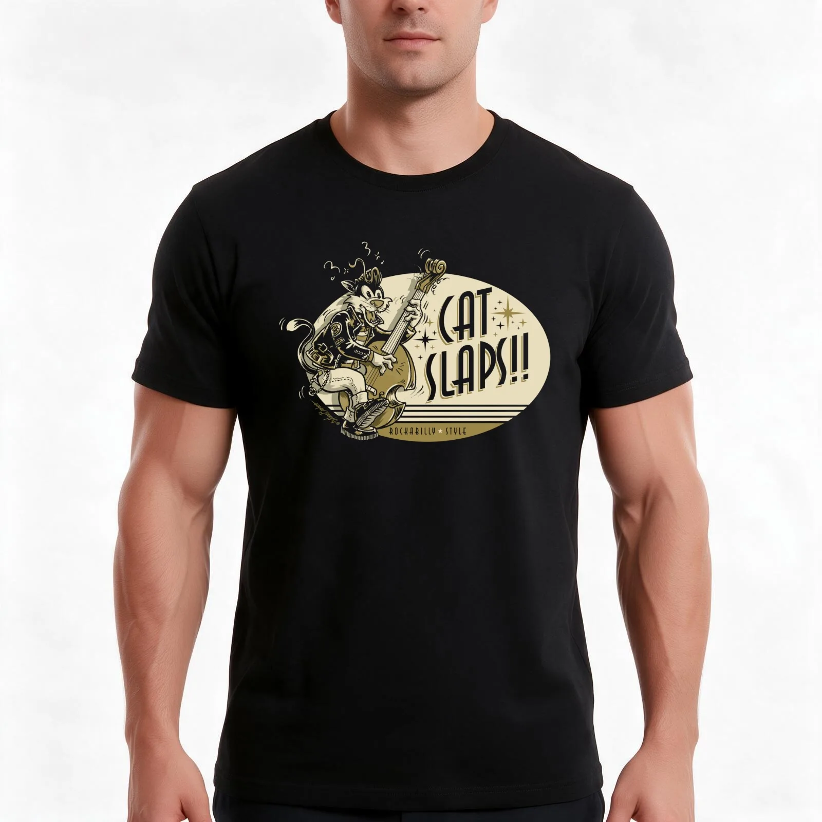 Cat Slaps T-Shirt, Summer Casual Cotton Tee, Oversized Streetwear Tops, Vintage Graphic Print, Loose Fit Short Sleeve