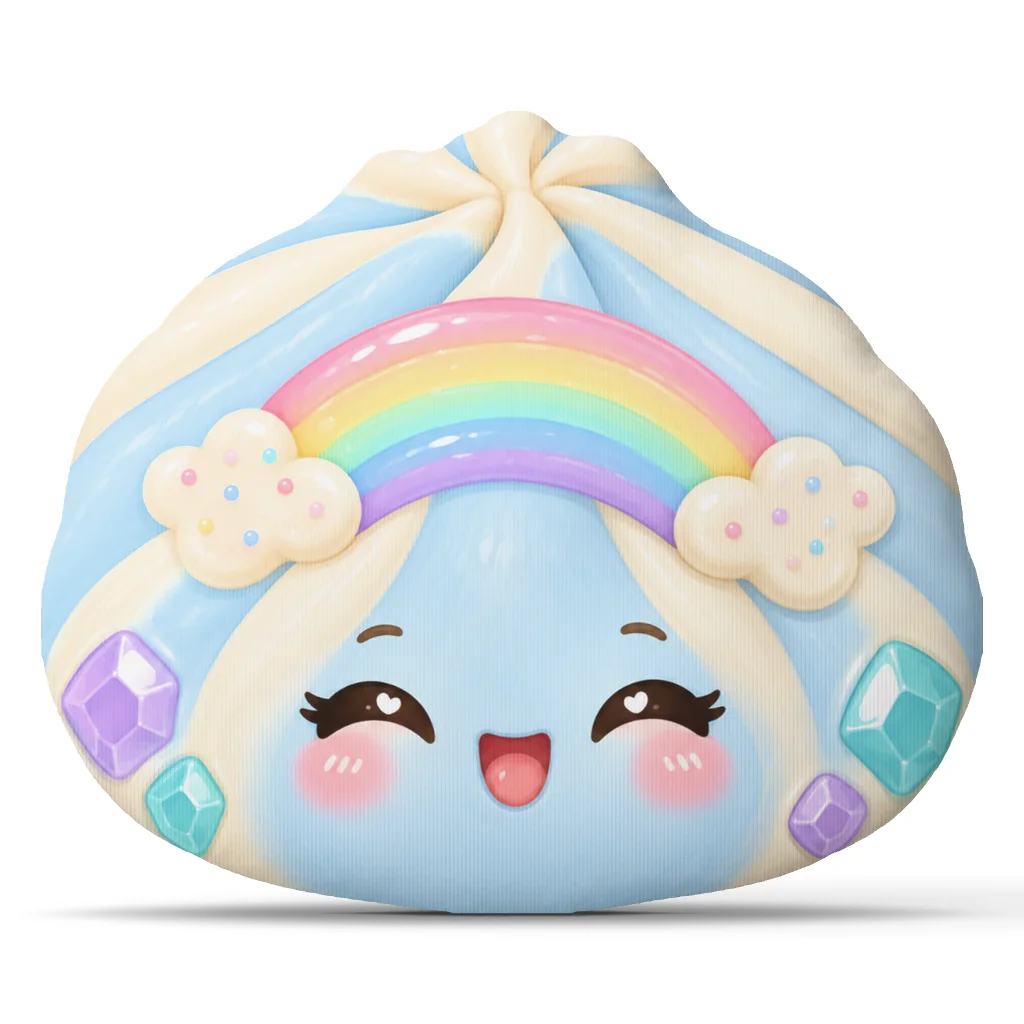 Kawaii Rainbow Bao Bun Plush Pillow Cute Blue Dumpling Shaped Stuffed Cushion Throw Pillow for Bedroom Sofa Home Decor Gift