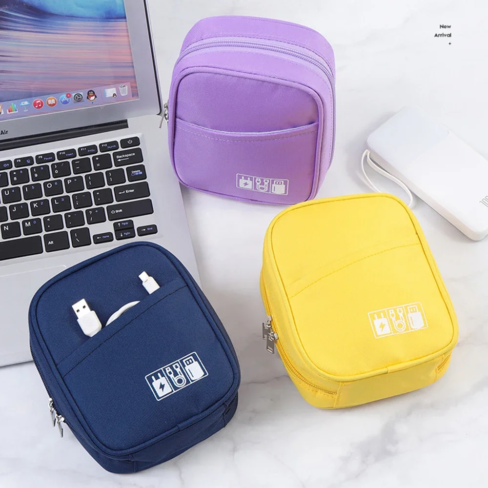 

Waterproof Portable Cable Organizer Bag - Travel Digital Accessories Pouch for USB Power Bank Earphones Storage Case with Zipper
