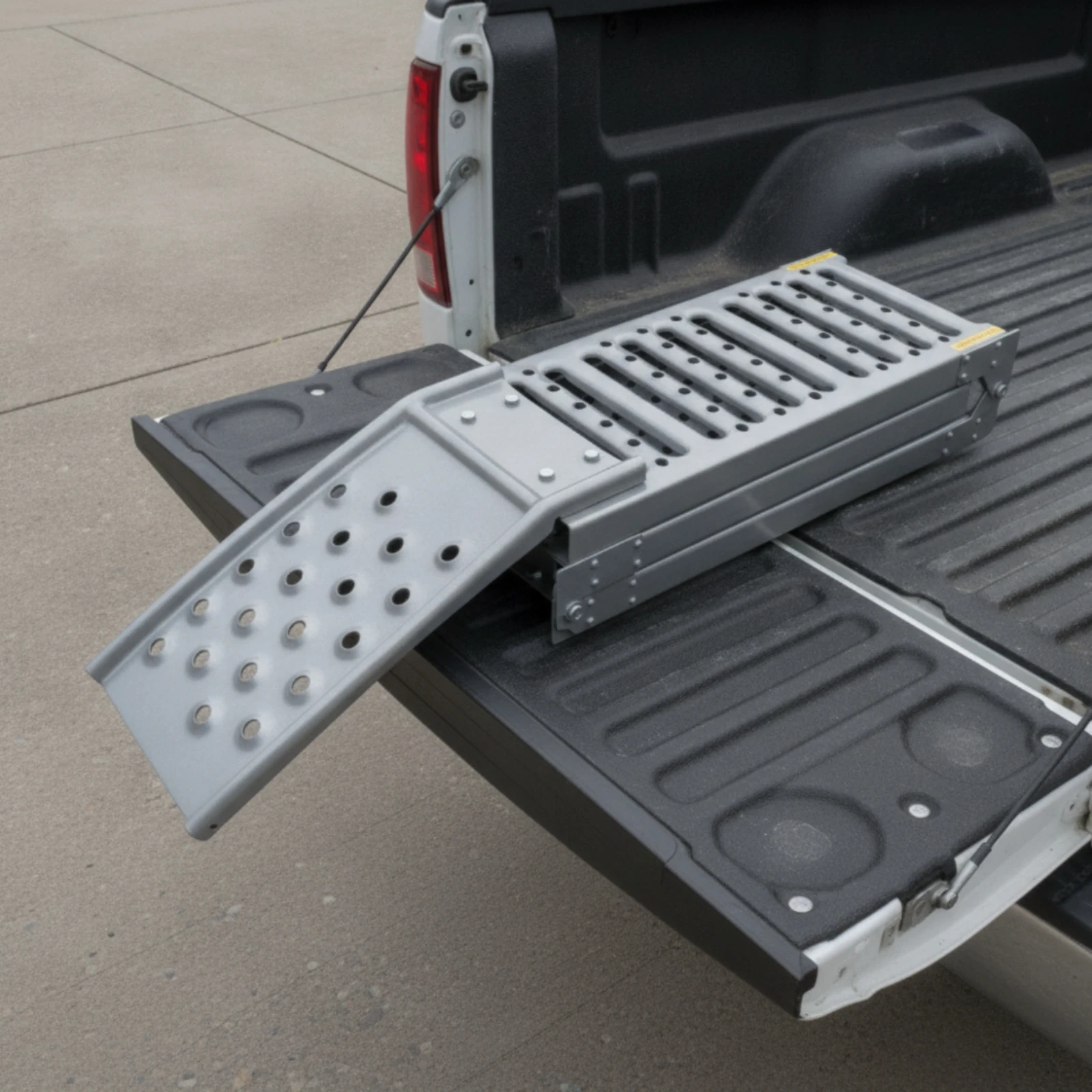2 Pieces Three-Fold Ramp Slip-Resistant Steel Loading Ramp Safe Sturdy for Motorcycle Riders, Pickup Trucks