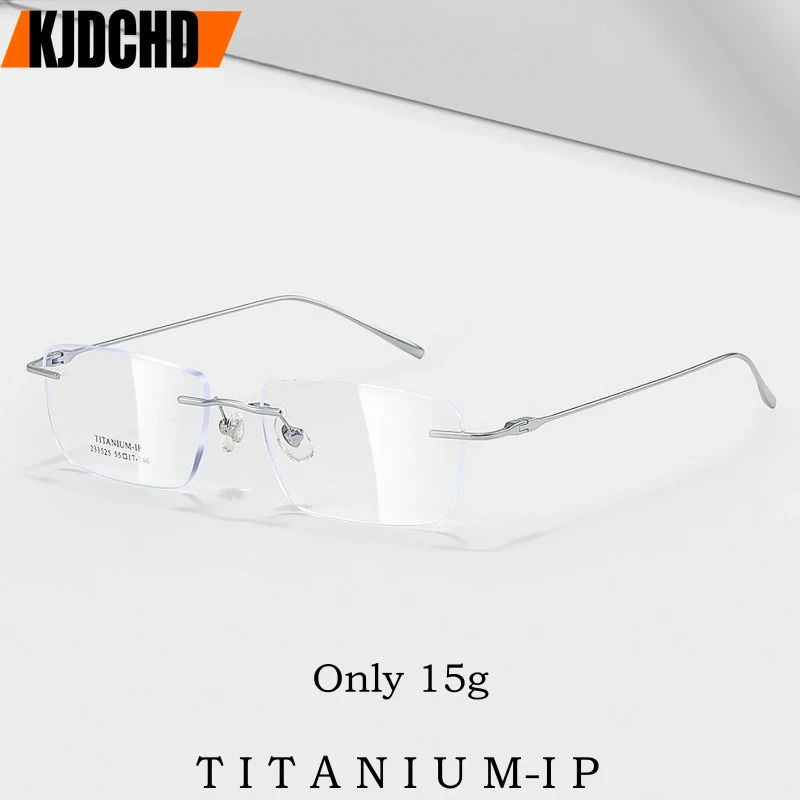 

KJDCHD Ultra-light Business Rimless Glasses Frame Men Super Light Luxury Pure Titanium Simple Women's Glasses Frames