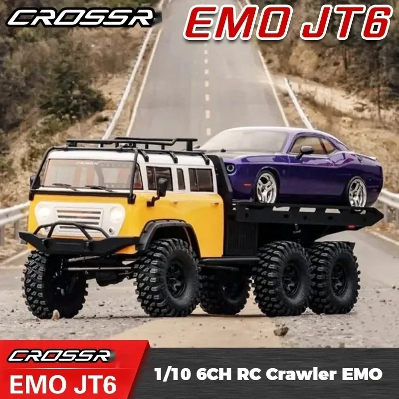 Crossrc Emo Jt6 Rtr Rc Car 1/10 6Wd Brushed Electric 4 Channel Off Road Climbing Truck Simulated Lights Van Trailer Model Gift