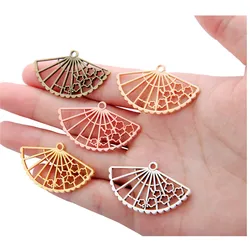 5pcs 5 Color Charms Fan 40x24mm Pendants Antique necklace Jewelry Making DIY Handmade Craft