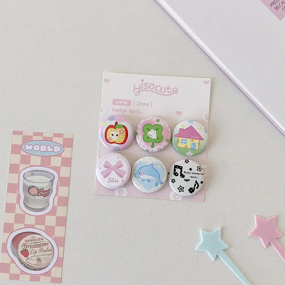 Metal Brooch Set 6pcs Decorative Pins Cartoon Badge Set Cartoon Mini Brooch Pins For Canvas Bag Clothes Backpack