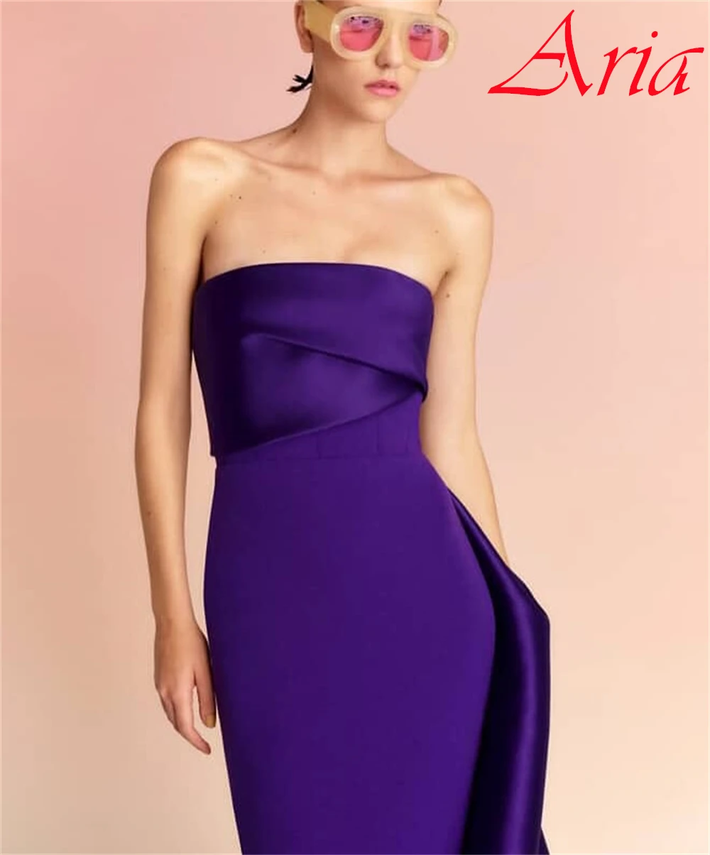 فستان سهرة مخصص بدون حمالات، فستان كوكتيل جيرسي أرجواني بسيط، فستان فاخر، فساتين مناسبة خاصة