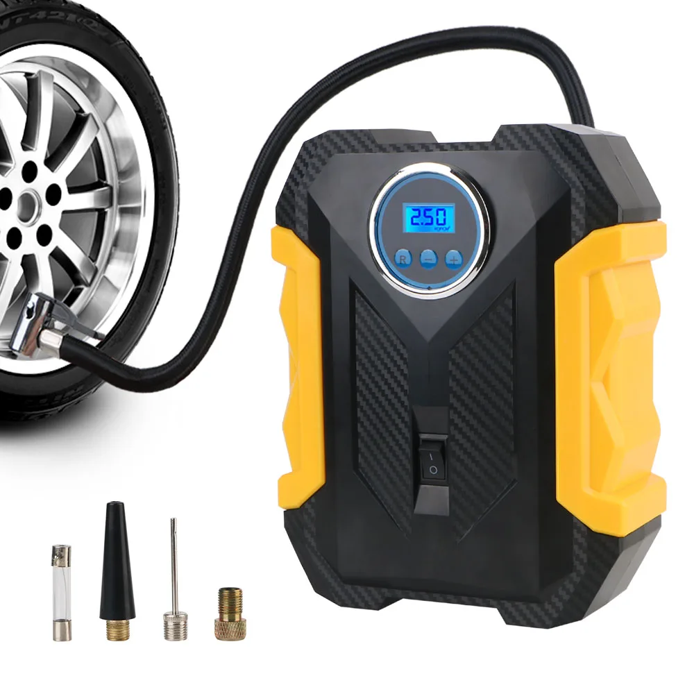 Air Compressor 150PSI 120W 12V With LED Light Digital Portable Tire Inflator Air Pump LCD Display Cigar Lighter Plug