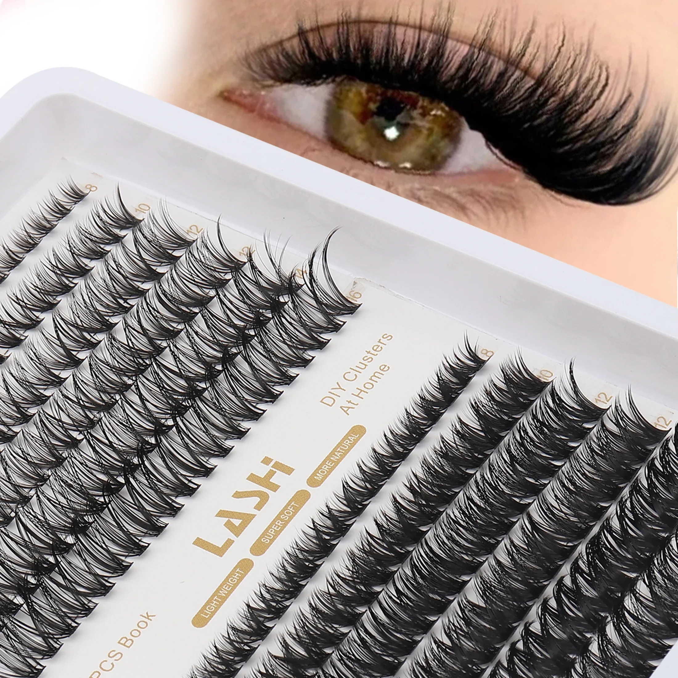Mixed Length Cluster Lashes D Curl Wispy Individual False Eyelashes Super Soft Light Weight DIY Eyelash Extensions for EyeMakeup