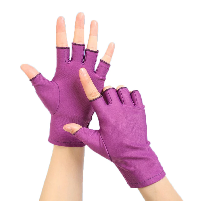 Unsiex-guantes de medio dedo con protección solar, Manoplas de LICRA sin dedos, delgadas, sólidas, para conducir, Verano