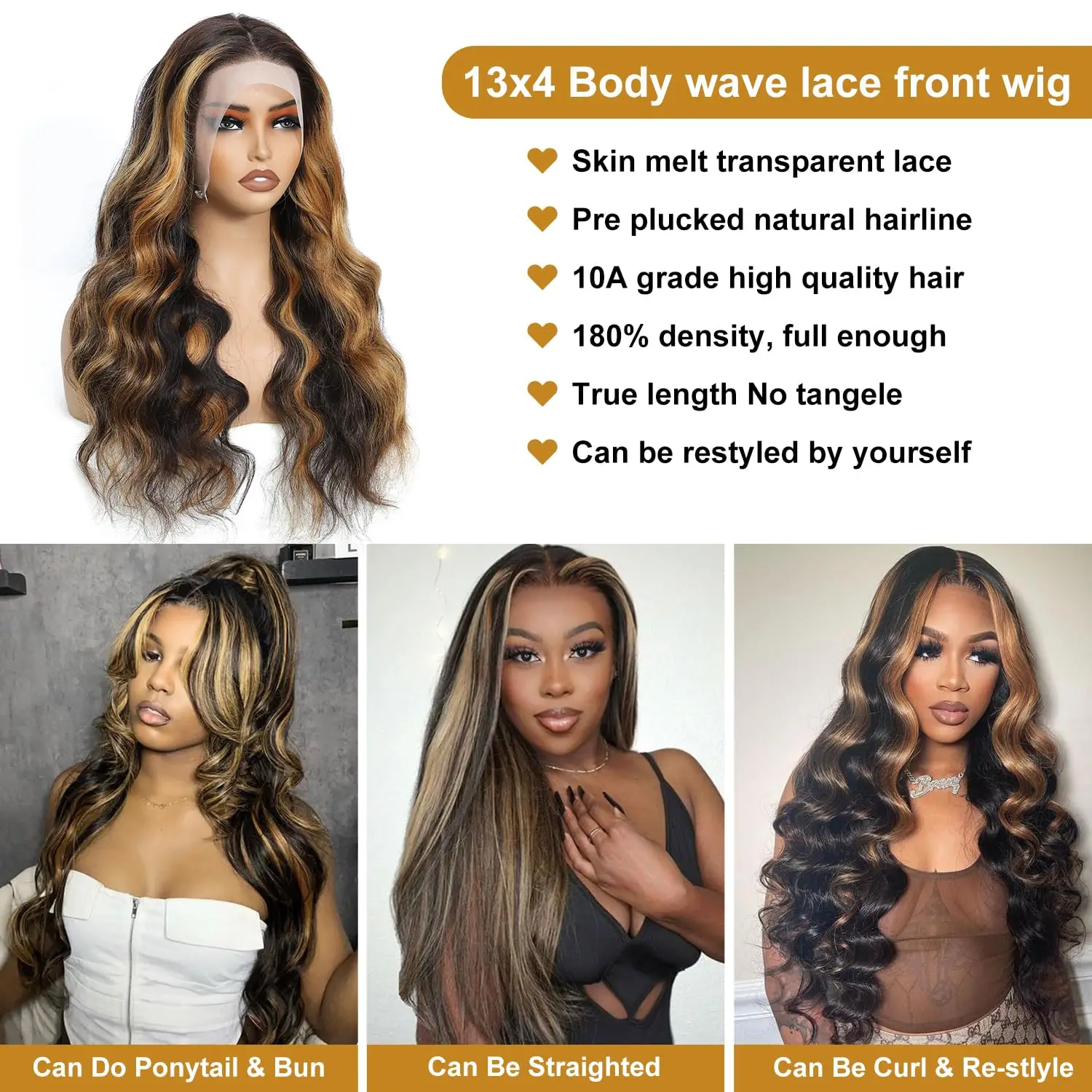 1B/30 Ombre Blonde Hoogtepunt Lace Front Pruiken Menselijk Haar voor Zwarte Vrouwen 20 Inch Body Wave 13x4 HD Transpar ent Lace Front Pruiken