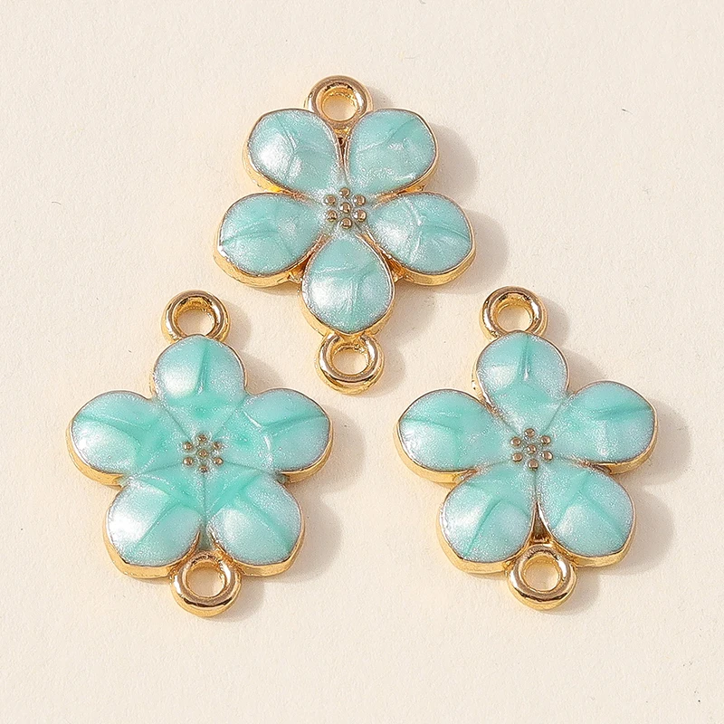 20 Stück modische, bunte Emaille-Blumen-Anhänger, Verbinder für die Schmuckherstellung, DIY-Halsketten, Armbänder, handgefertigtes Kunsthandwerk, Zubehör – Detail 4