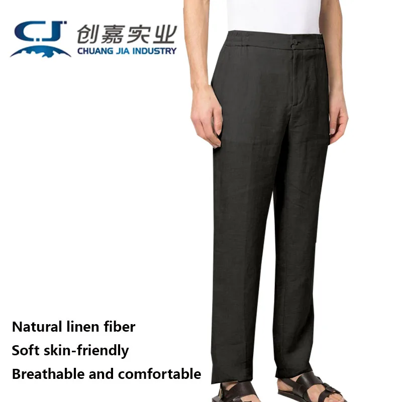 Linen Spring and Autumn Men's Trousers Middle-aged and Elderly Casual Pants Comfortable Breathable Sweat-absorbing Men's Clothes