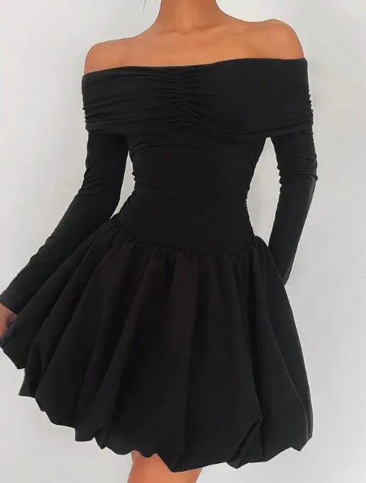 

2026 Spring/Summer New Women's Fashionable, Elegant, and Sexy One Collar Slimming A-line Short Skirt Dress Women's Wear