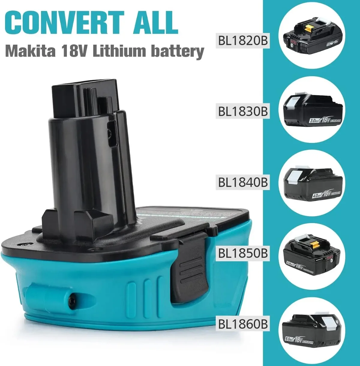 Imagem -03 - Conversor de Adaptador de Bateria para Makita Ferramentas Elétricas Makita 18v bl Bateria Li-ion para Dewalt 18v Ni-cd Ni-mh Mak1820