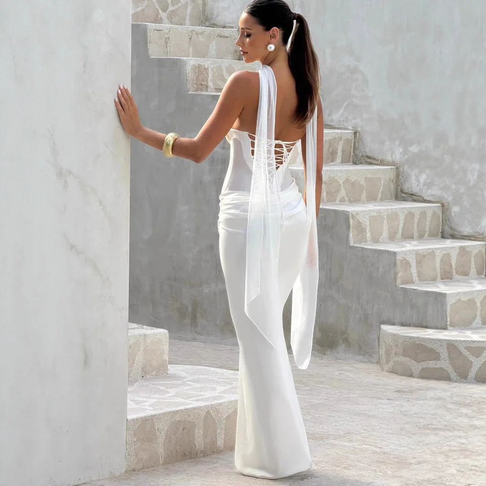 Vestidos de noche de graduación de sirena sexy Vestido de fiesta hasta el suelo sin tirantes de Arabia Saudita Vestido de fiesta de cóctel 2025 personalizado