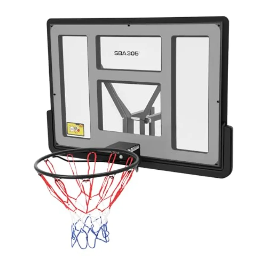 Indoor and Outdoor Wall-Mounted Basketball Hoop with Detachable Pole Replacement Rim with 17.72-Inch Diameter Backboard Size 44
