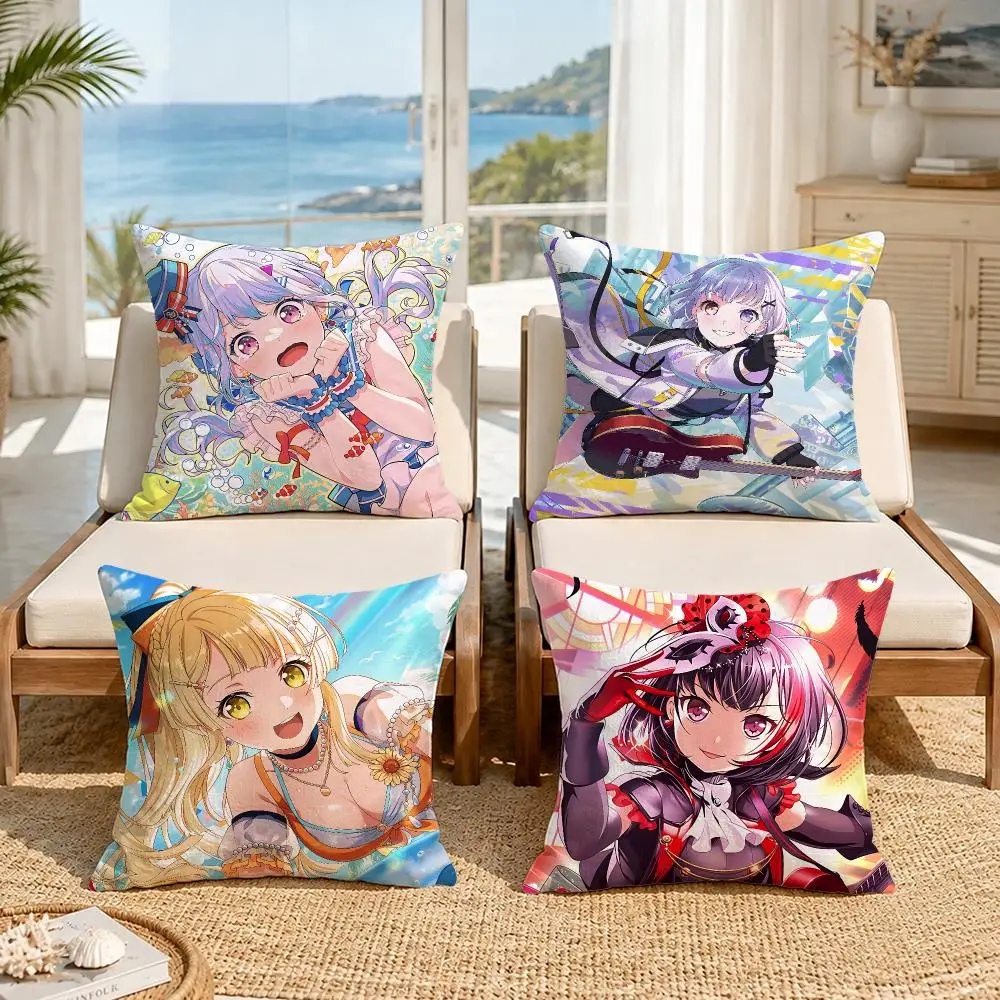 IP BanG Dream Cushion Cover Premium Skin‑Friendly Short Plush Pillow Cover, Airy Casual Cushion for Hotel Homestay
