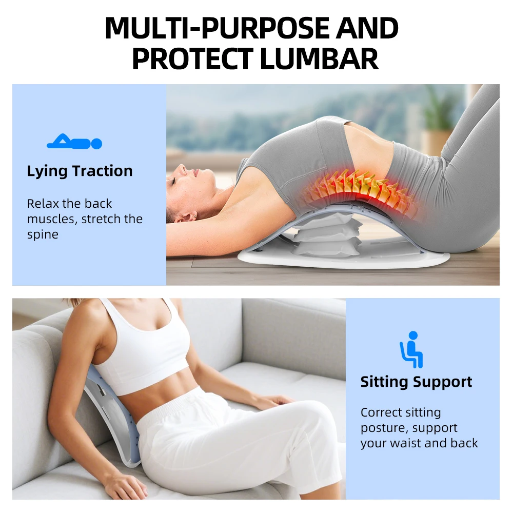 

Back Stretcher for Lumbar Adjustable Multi-Level Back Massager Back Traction Tool Waist Lifting Back Pilates Board Muscle Relax