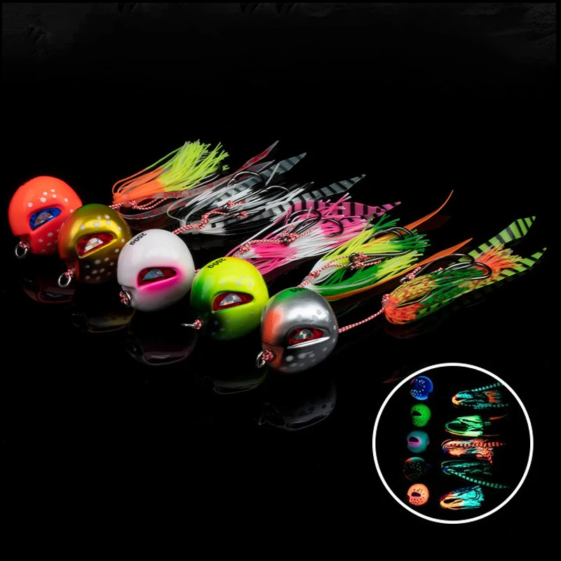 

1pc 60g80g100g120g150g200g UV Glow Metal Jigs Electroplated Inchiku Jigging Lures 3D Eyes Lead Jig Head Boat Fishing Baits
