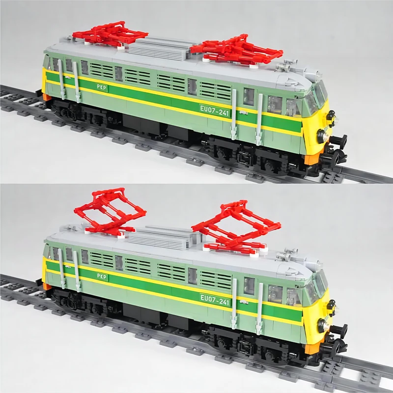 MOC Bausteine Gleise Kraftfahrzeuge EU07 Elektrische Lokomotive Eisenbahn Passagier Und Fracht Zug Senior Ziegel Spielzeug Geschenke