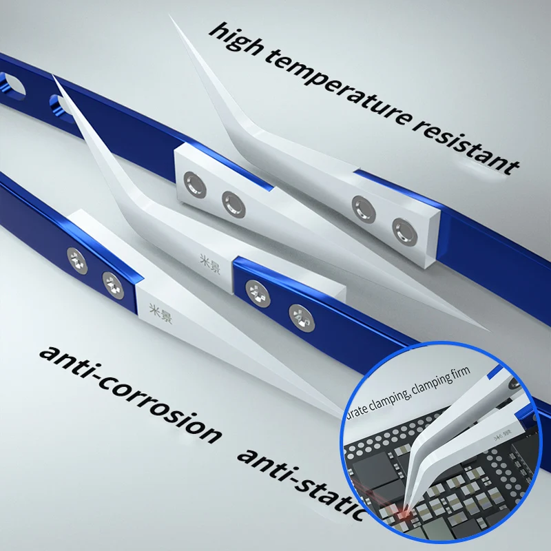 Pinzette in ceramica MIJING isolamento antistatico pinze resistenti alle alte Temperature pinze diritte curve di precisione strumenti di riparazione