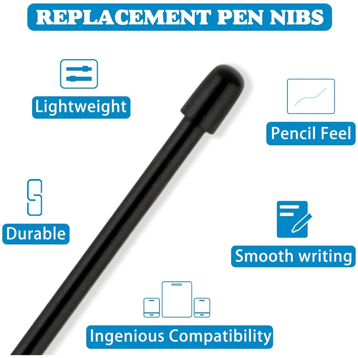 Standard Pen Nibs for WACOM, 12Pcs Black Replacement Refill Pen Tips for Wacom Intuos Pro, Wacom IMobileStudio ProJAS