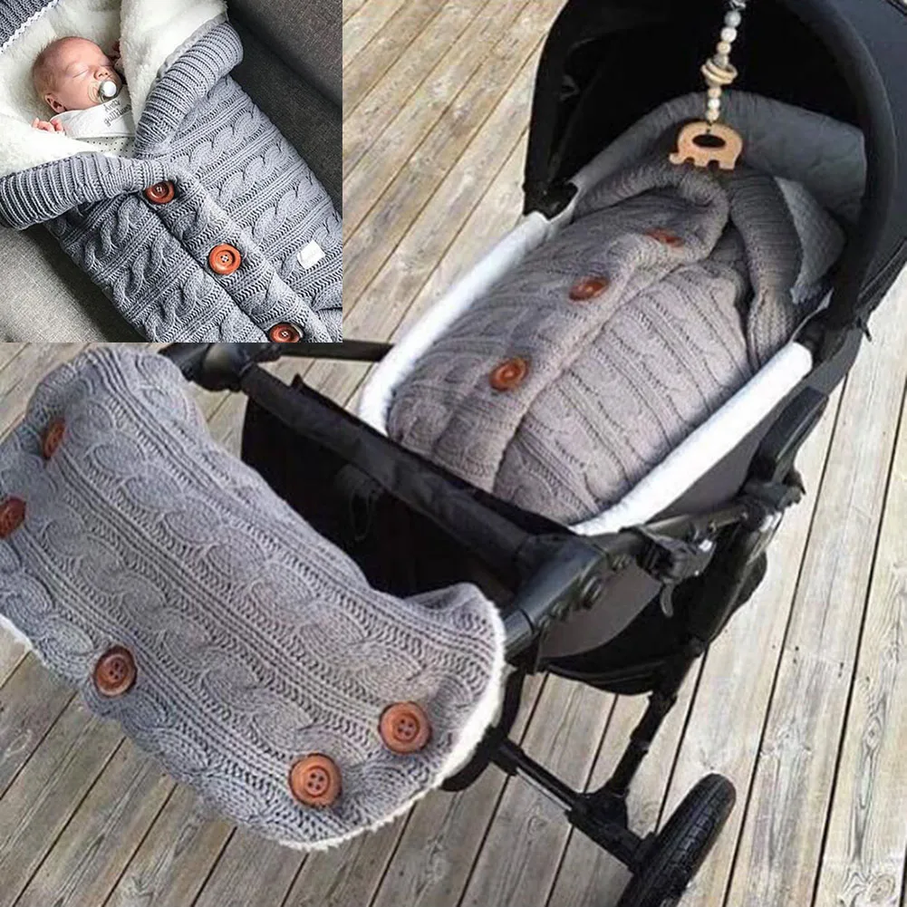 Baby Stroller Sleeping Bag Outdoor Baby knitted Soft Comfortable Sleeping Bag Woolen Padded Thickened Cuddle Quilt Autumn Winter