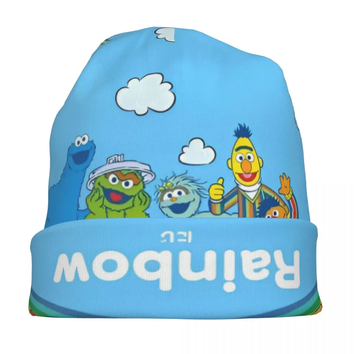 Sesamstraße Cartoon Motorhaube Hut Coole Outdoor Skullies Beanies Hüte Regenbogen für Männer Frauen Warme thermische elastische Kappen