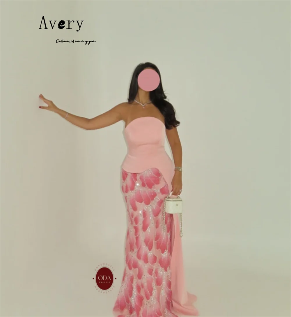 Avery-Top de tubo de cola de pez rosa personalizado, vestidos de noche sin mangas, vestidos de invitados de boda de lujo 2025 para fiesta, vestido de graduación para mujer