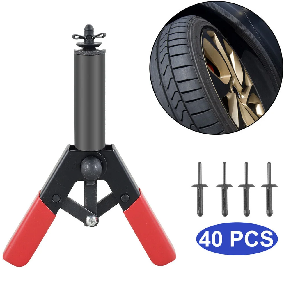 Conjunto de pistola de rebite de plástico multifuncional poli conjunto rápido para fixação de painéis de porta e guarnição automotiva 40 peças rebites pom