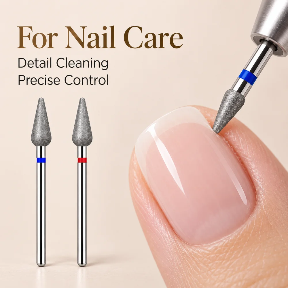 4/5mm Diamond Nail Drill Bits 2PCS Medium Fine Grit Bit for Manicure Prep Cuticle Cleaning Kit Milling Cutter for Manicure