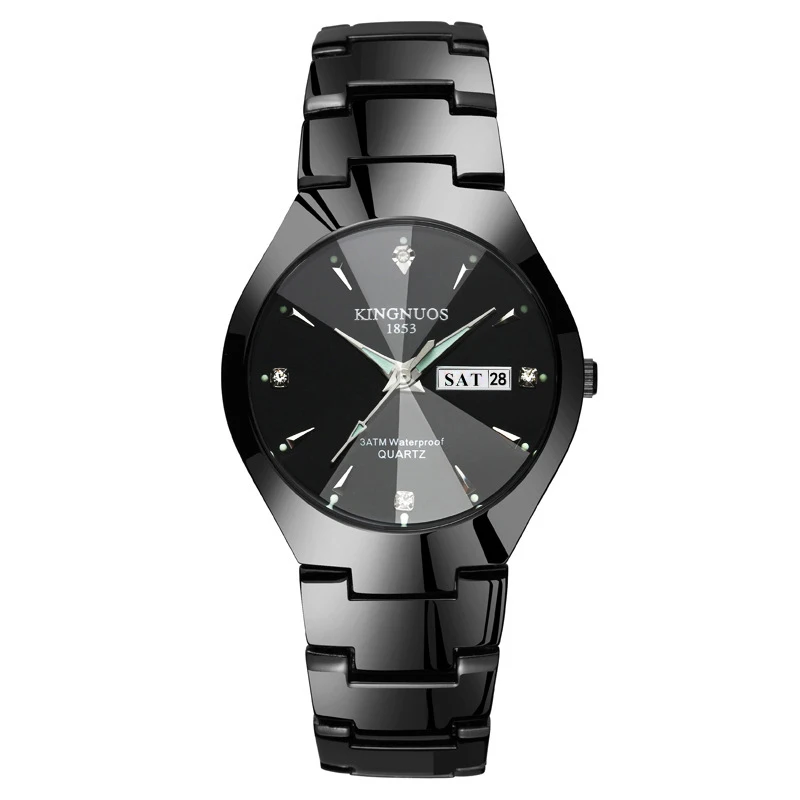 Relogios Masculino orologio nero in acciaio al tungsteno per uomo orologio da polso al quarzo luminoso maschile data settimana orologi da studente impermeabili