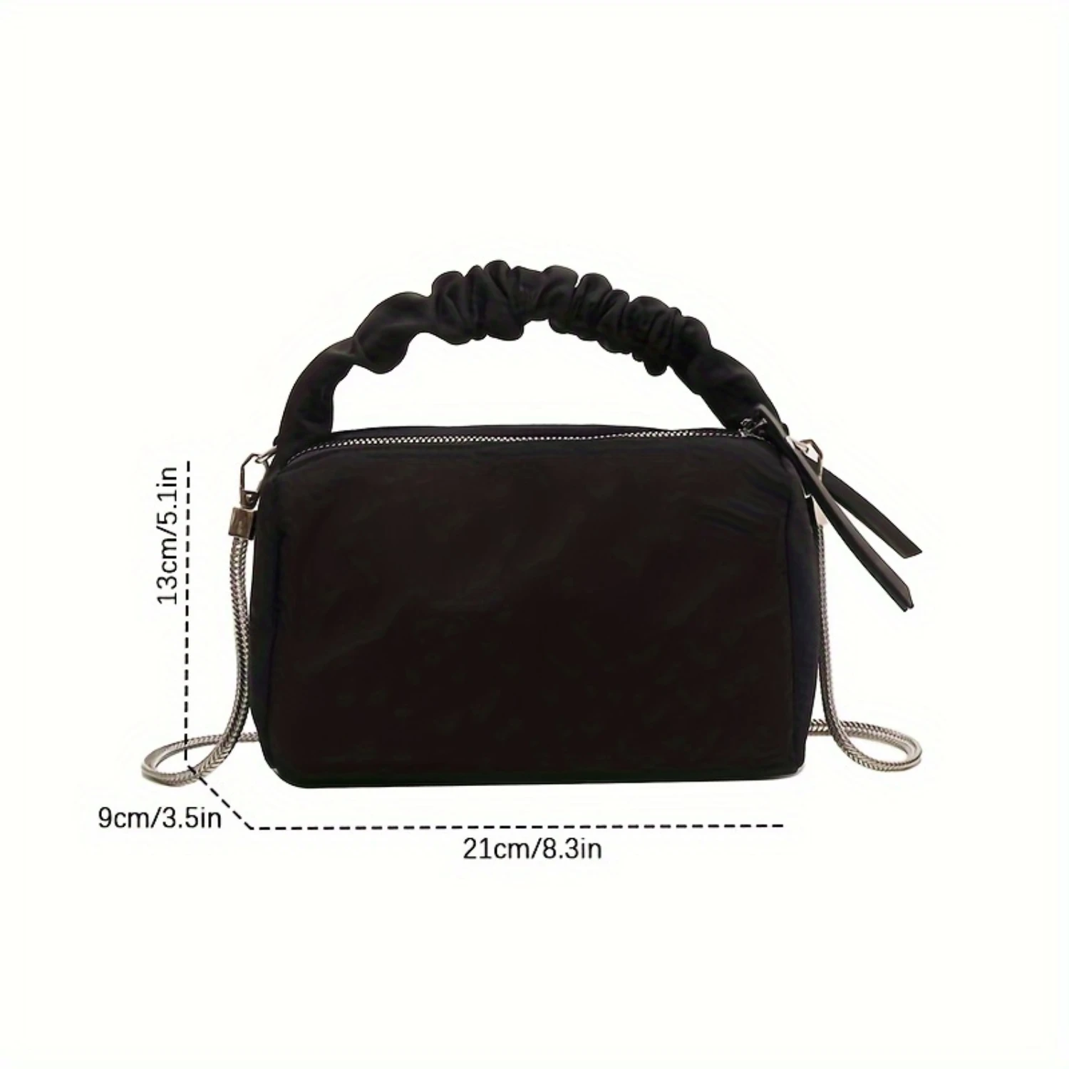 Cross Body Bag with Chain Strap, Shoulder Handbag with Ruched Handle for Women