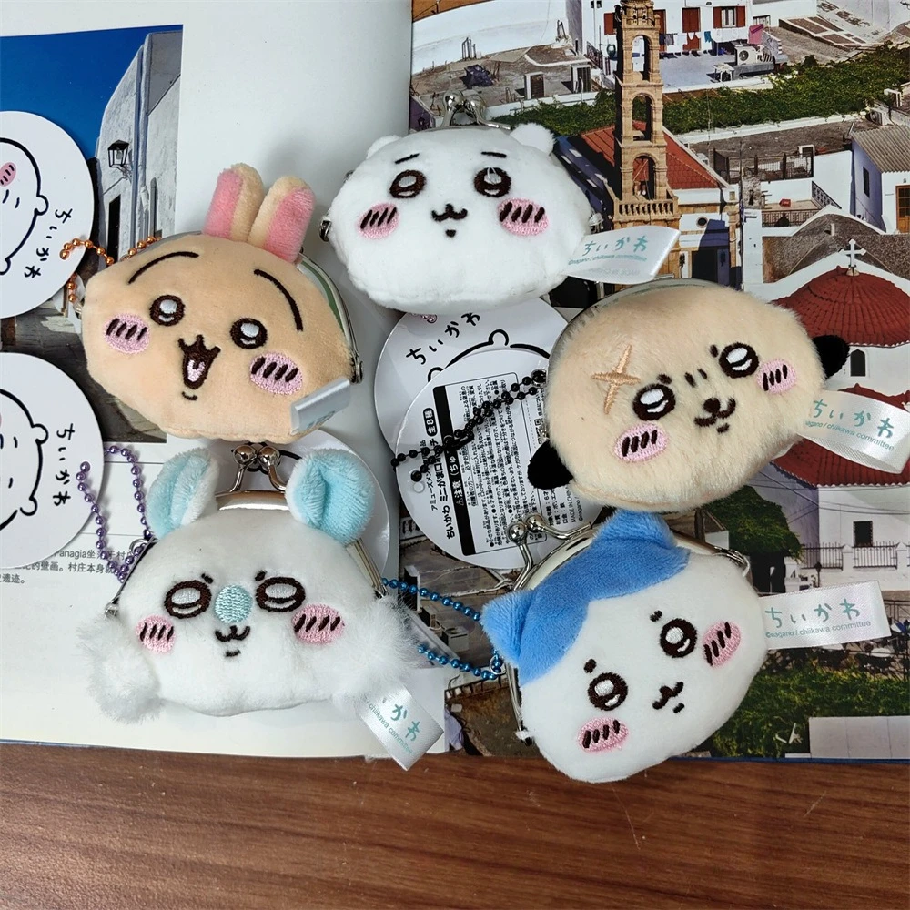 

Мини-золотой кошелек для денег, милый чехол для монет Chiikawa, удобный для переноски монет на складе, подарок Nagano Usagi Momonga