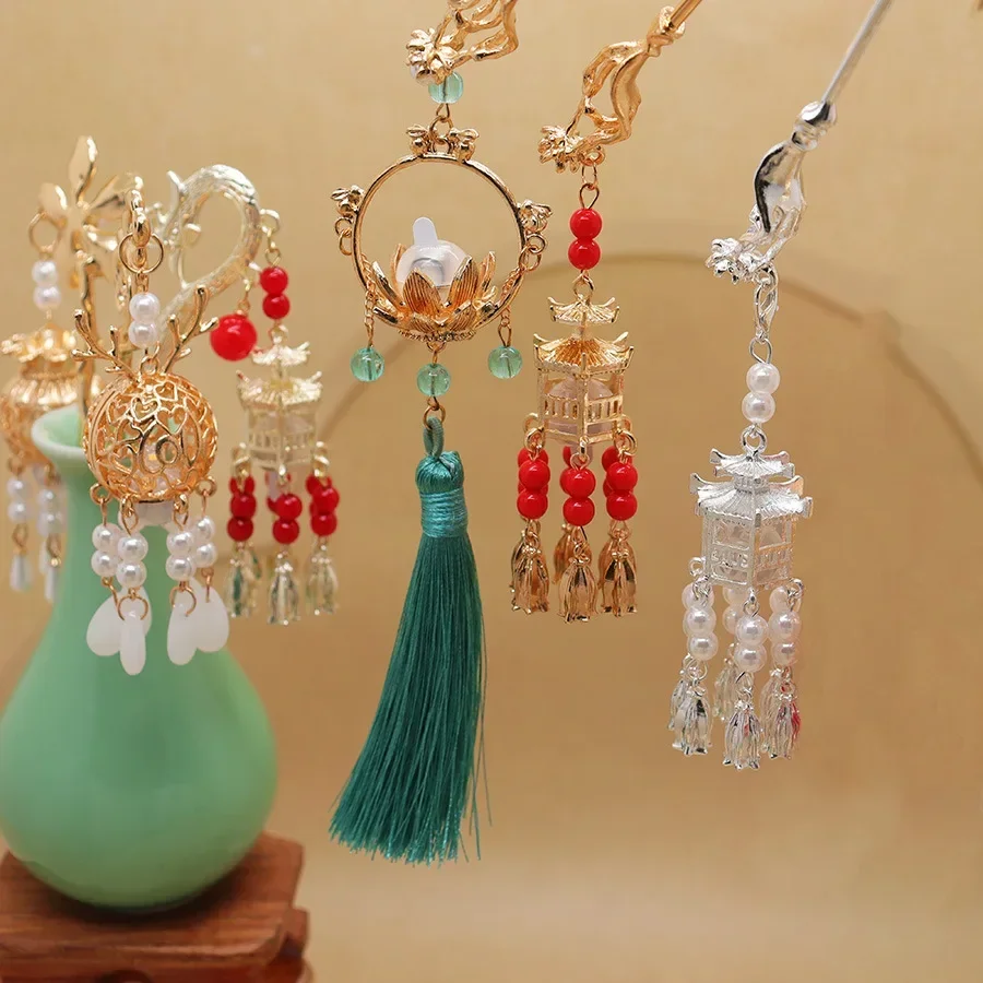 

Lanterns, Tassels, Hairpins, Glowing Palace Lanterns, Fulu Hairpins, Ancient Han Suits, Panning Hair Headwear, Hair Accessories