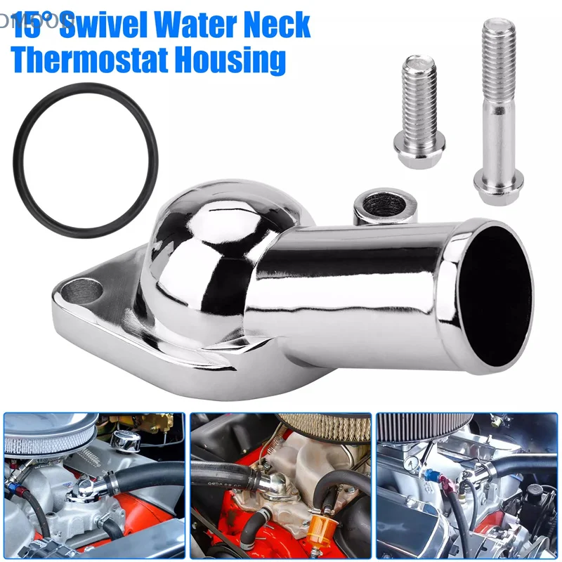 SBC BBC Water Neck Thermostat Housing 15° For Chevy 265 283 305 327 350 383 396 400 427 454 472 502 Small Big Block