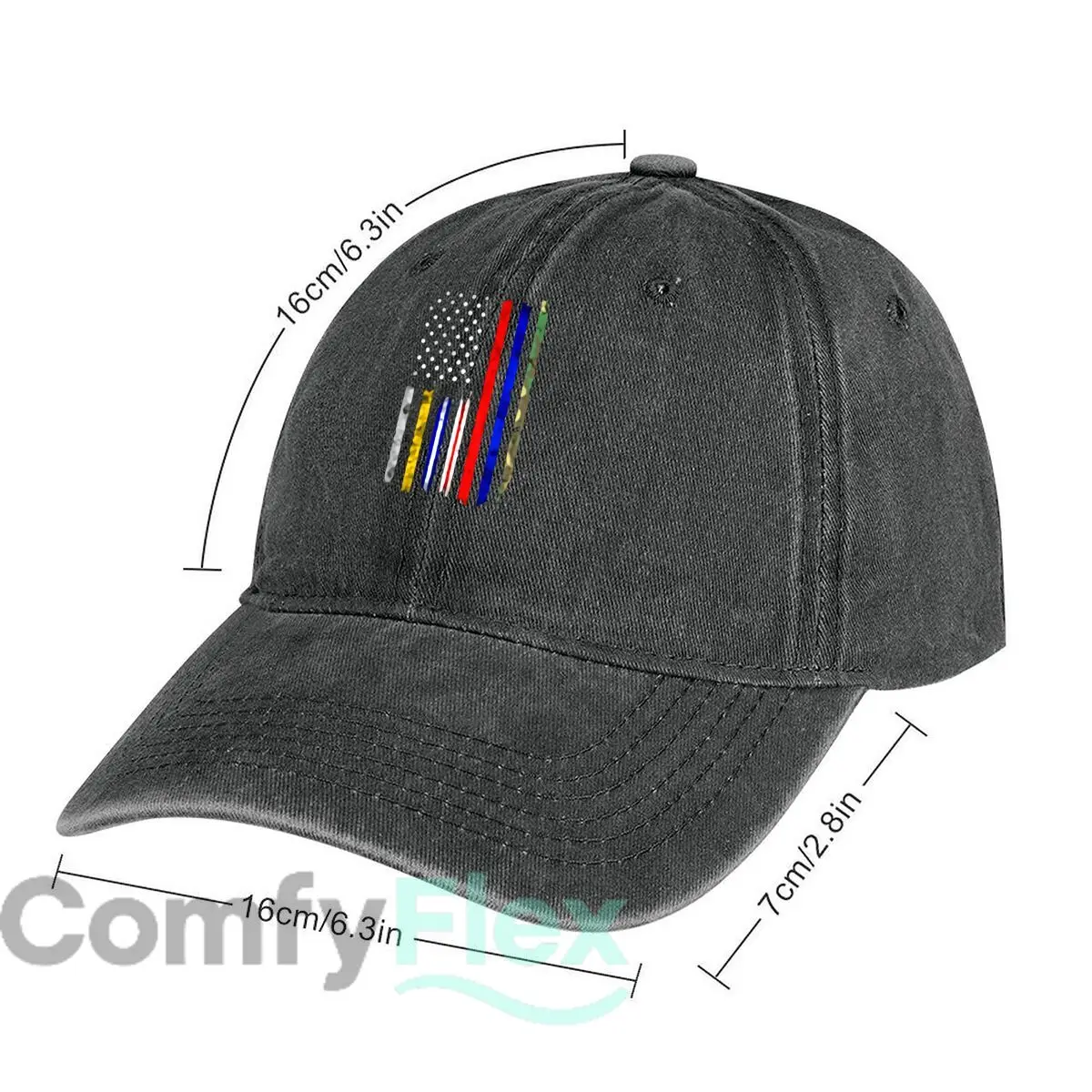 Abstract American Flag Graphic Unisex Washed Baseball Cap Distressed Denim Hats Classic Outdoor Run
