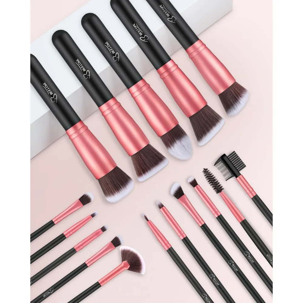 Makeup Brushes 16 Pcs Makeup Brush Set, Blending Brush for Foundation, Premium Synthetic Powder Concealers Makeup Brushes for E