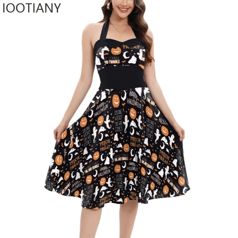 

CosplayWomen's 3d Printed Backless Sleeveless High Waist Dress Women Black Fashion Sexy Maxi Dress Halloween Carnival Party Cost