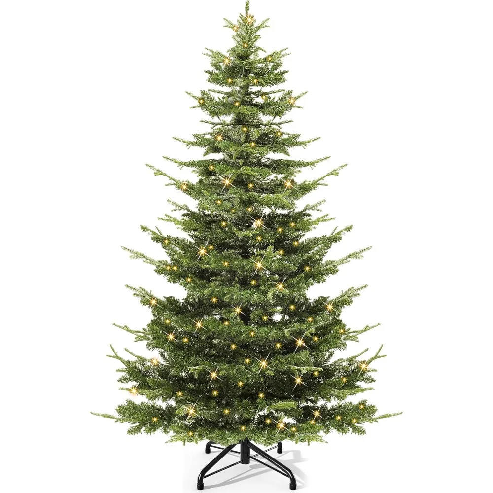 

Pre-Lit Aspen Fir Artificial Christmas Tree, 6.5ft Layered Christmas Tree with Crystal Decorations, Noble Holiday Decor