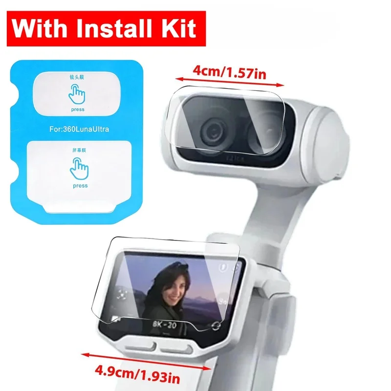 With Install Kit For Insta 360 Luna Ultra Screen Protectors With Camera Lens Films Explosion-Proof Films For Insta360 Luna Ultra