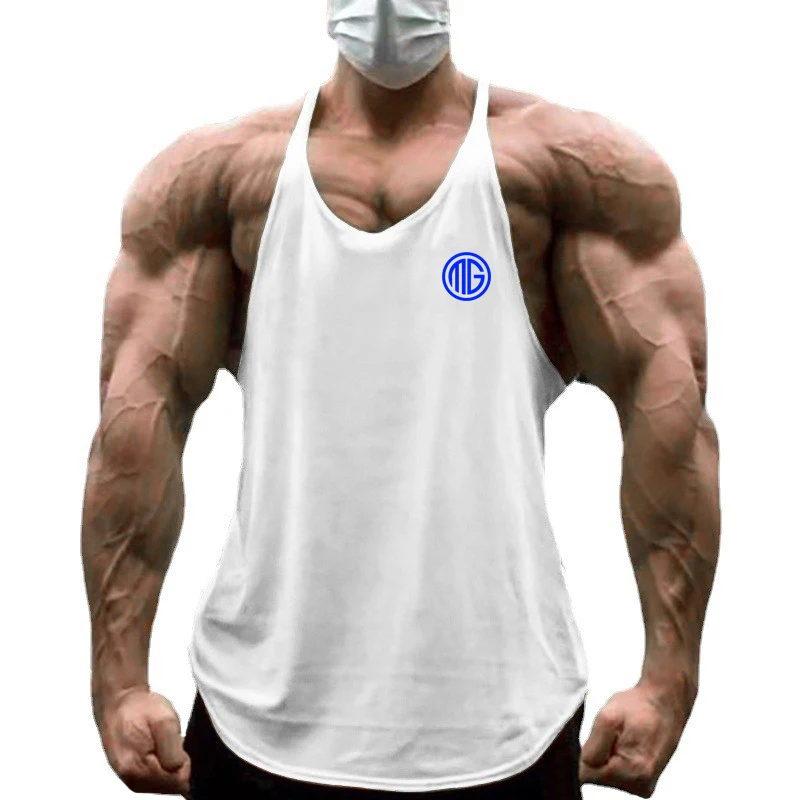 Gym Fitness Tank Tops Mens Bodybuilding Casual Vest Muscle Sleeveless Workout Singlets Summer Cotton Breathable Suspender Shirt