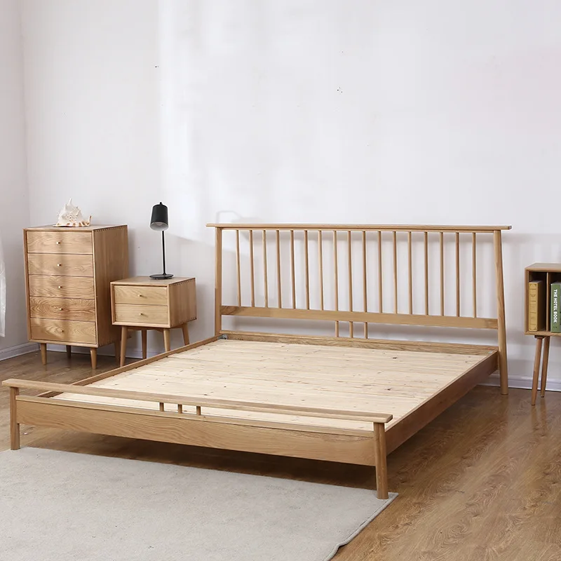 Factory Direct 2026Customizable Nordic Full Wood Double Bed