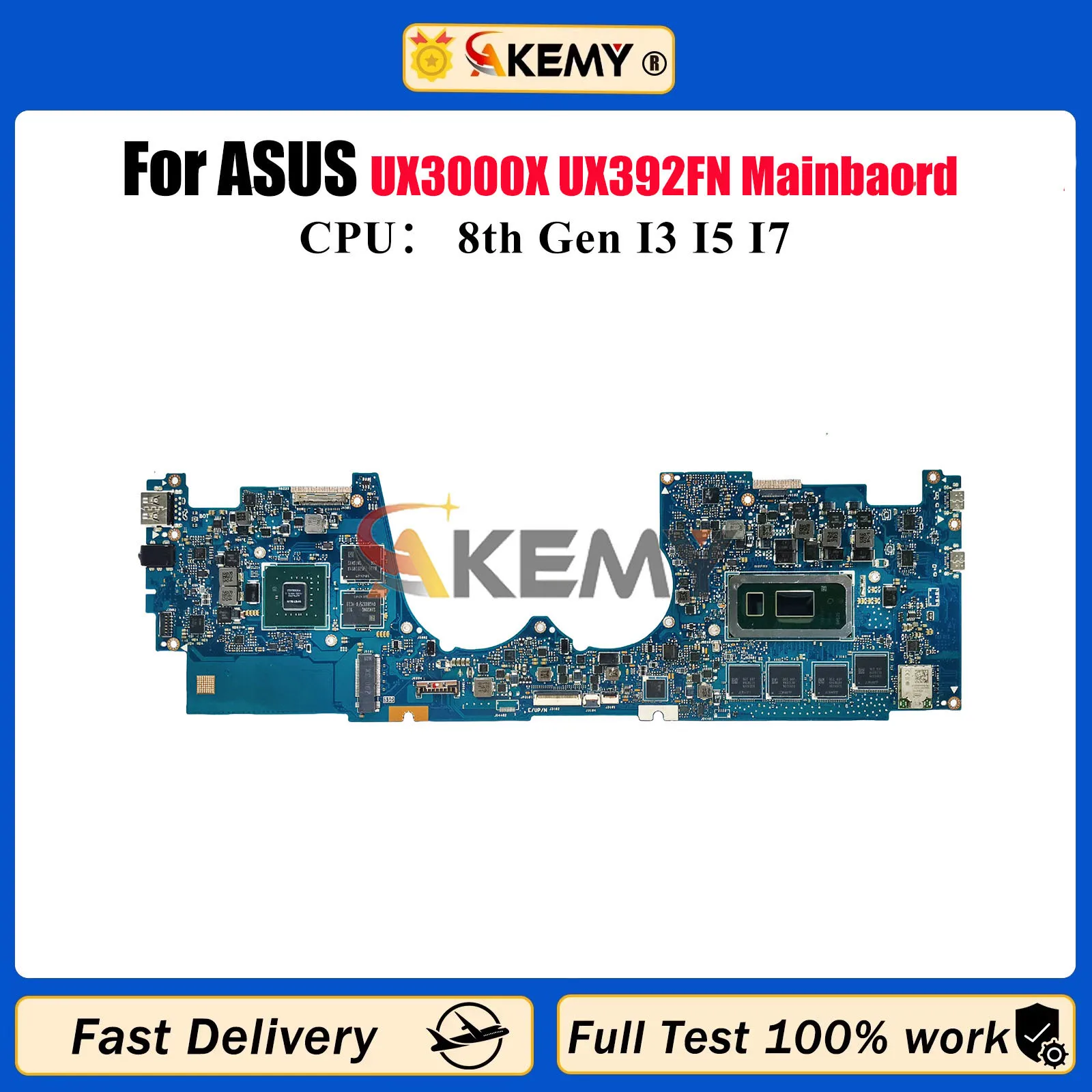 

UX392FN Laptop Motherboard For ASUS ZenBook UX392F S13 UX3000X UX392FN Notebook Mainboard With I3 I5 I7 CPU 100% tests OK stk
