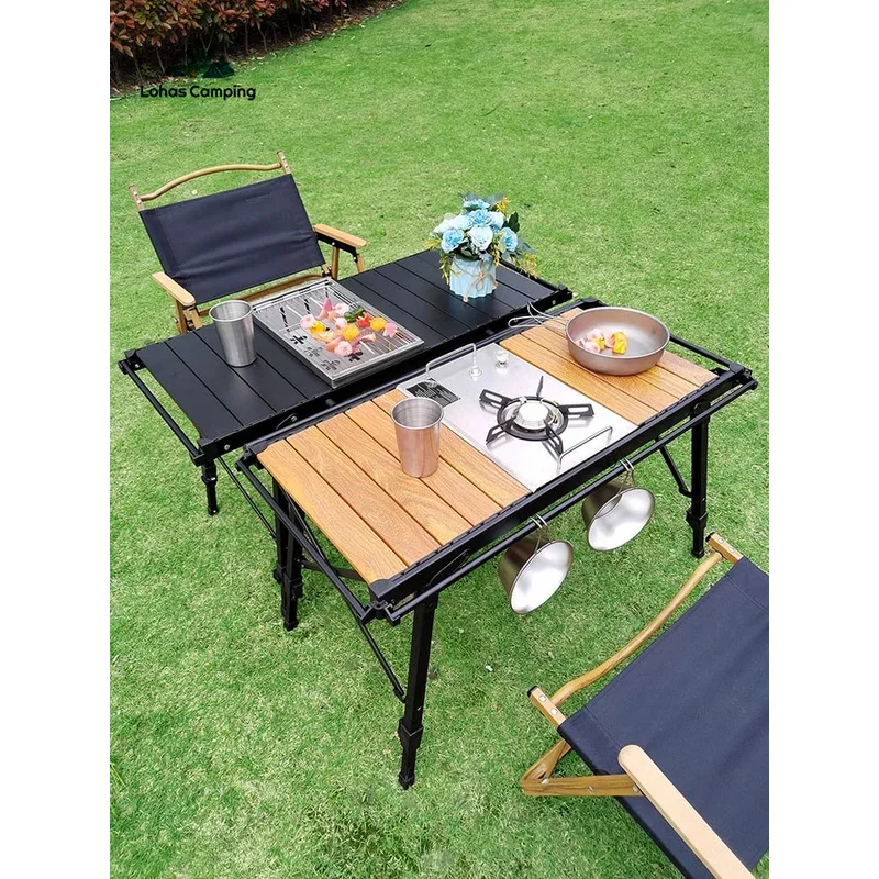 Lightweight Camping Folding multifunctional  table roll Brazier table adjustable leg  Desktop burner bbq table