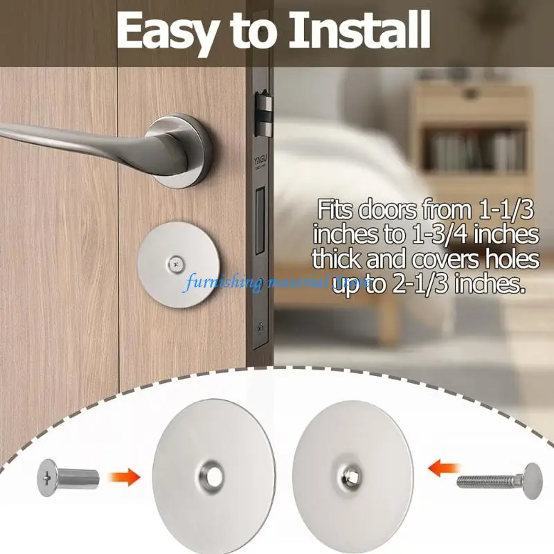Y5GD 2pcs Metal Door Hole Concealer Plates Anti Rusts Door Handle Hole Covers