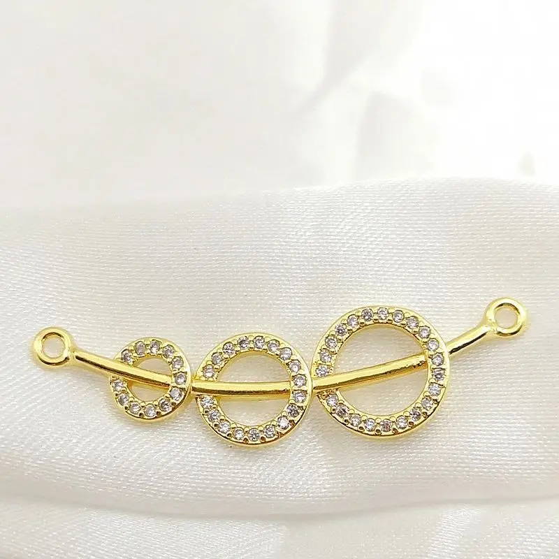 Minimalist Gold Plated Thin Rod Three Rings Charms for Necklace DIY Jewelry Making Three Circles Pendant Jewelry Making Supplies