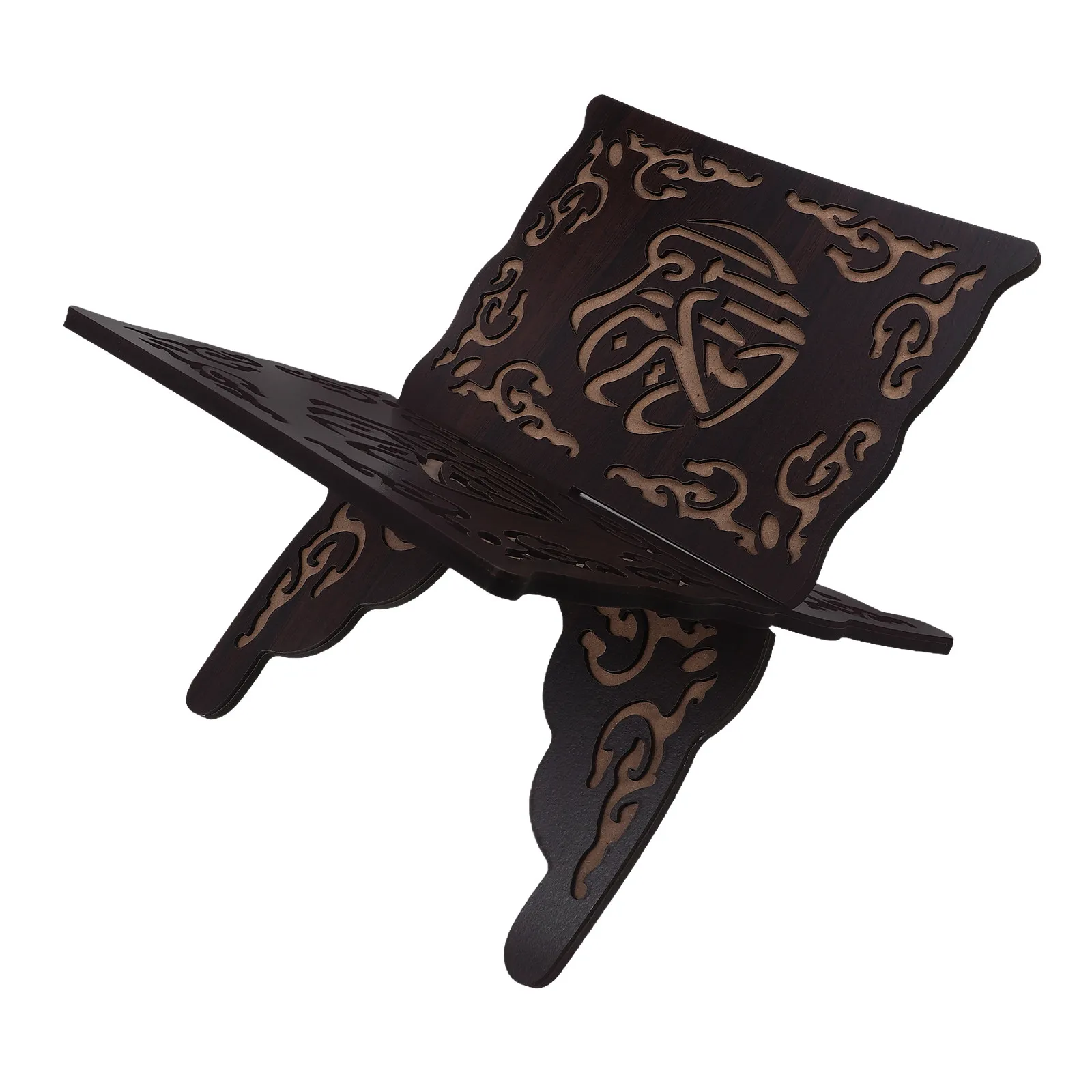 Foldable Quran Bible Book Holder Black Wooden Prayer Reading Organizer Rack Muslim Decorative Book Shelf Textbooks Stand